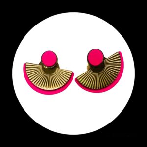 boucles d'oreilles - CIBELES- en cuir rose fluo | MALVINA CREA | RENNES