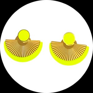 Boucles d'oreilles - CIBELES- en cuir jaune fluo - support clou d'oreilles--