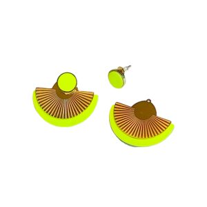 Boucles d’oreilles en cuir  -CIBELES-  Jaune fluo