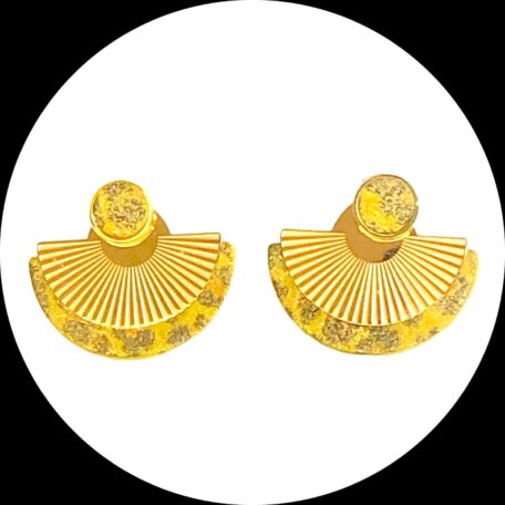 Boucles d'oreilles - CIBELES- en cuir léopard jaune irisé- support clou d'oreilles--