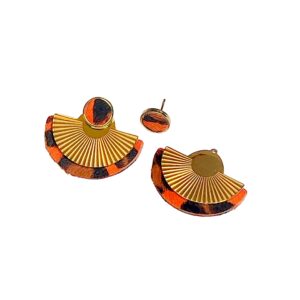 Boucles d’oreilles en cuir  -CIBELES-  Léopard orange