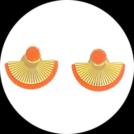 Boucles d'oreilles - CIBELES- en cuir orange irisé- support clou d'oreilles--