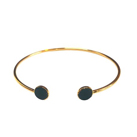 Bracelet avec cuir noir verni-