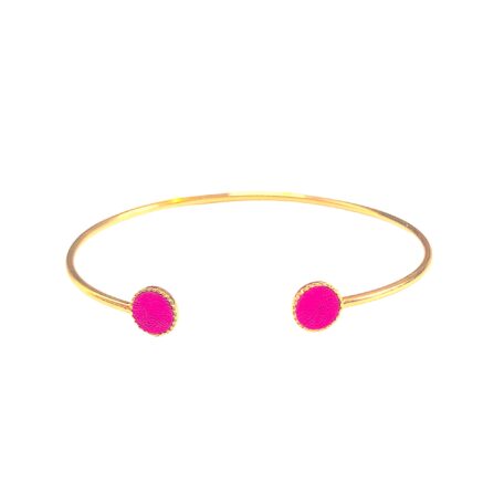 Bracelet avec cuir rose fuchsia irisé 2-