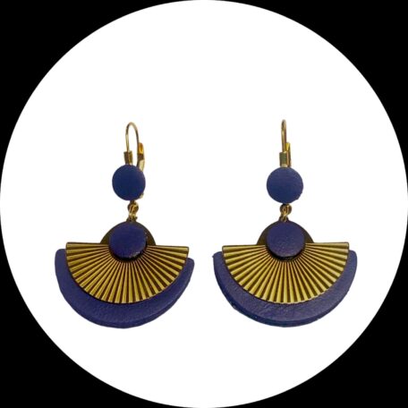 boucles d'oreilles - CIBELES- en cuir violet foncé - support dormeuses --