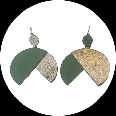 boucles d'oreilles - MAXI PENERA- en cuir vert tilleul et argenté- support dormeuses --