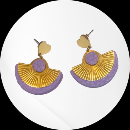 boucles d'oreilles - VERONE- en cuir grainé lilas- support clou d'oreilles COEUR-4-