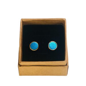 boucles d'oreilles puces- ACAPULCO-en cuir bleu caraïbe irisé-