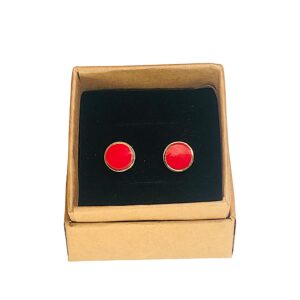 Boucles d’oreilles puces en cuir   -ACAPULCO-  Rouge verni