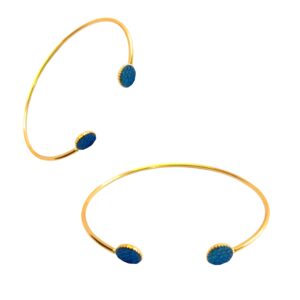 Bracelet avec cuir bleu paon effet caviar 1