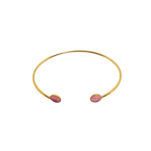 Bracelet avec cuir rose blush irisé 1