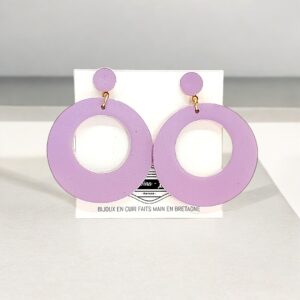 boucles d'oreilles - VALENCIA- en cuir vegan de cactus couleur lilas- support clou d'oreilles--2