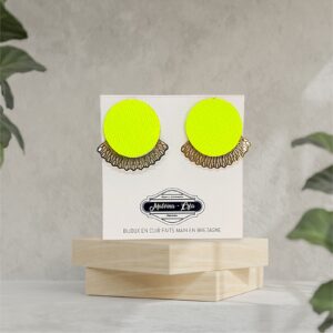 boucles d'oreilles puces - MADRID 2 carré - jaune-