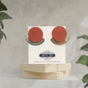 boucles d'oreilles puces - MADRID 2 carré - terracotta-