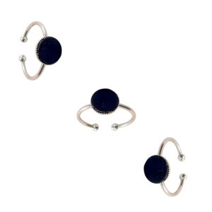 Bague fine avec cuir noir verni-