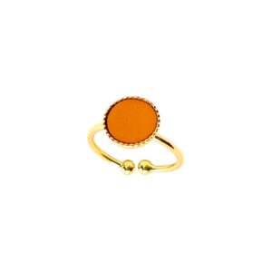 Bague fine avec cuir orange clair 1