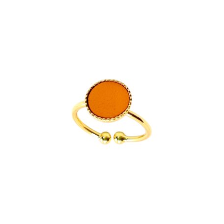 Bague fine avec cuir orange clair 1