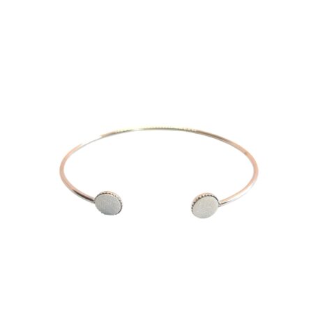 Bracelet avec cuir blanc nébuleux verni - acier inox argent 1