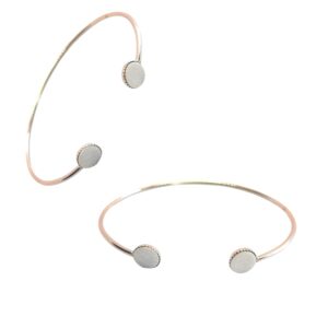 Bracelet jonc fin argenté avec cuir – Cuir blanc nébuleux verni