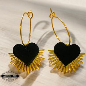 boucles d'oreilles - MEXICO- en cuir noir verni - support petites créoles-