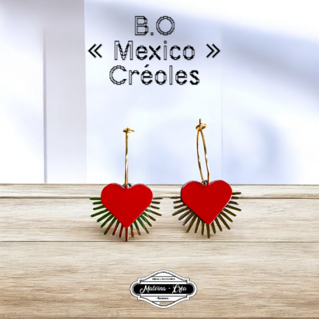 boucles d'oreilles - MEXICO- en cuir rouge verni - support petites créoles-1