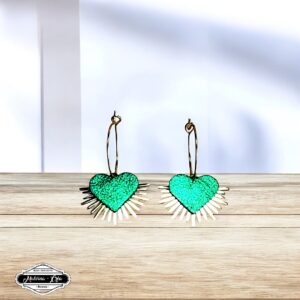 boucles d'oreilles - MEXICO- en cuir vert gazon irisé - support petites créoles--