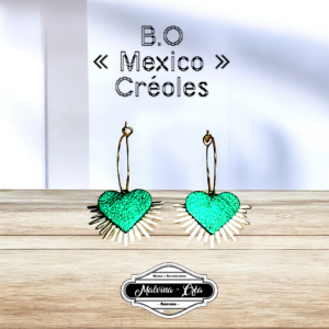 boucles d'oreilles - MEXICO- en cuir vert gazon irisé - support petites créoles--