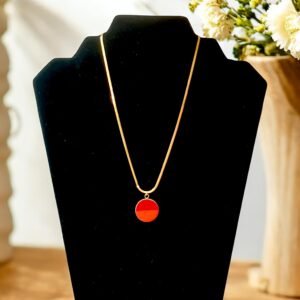 Collier en cuir  -ECUADOR- Rouge verni et rouge mat