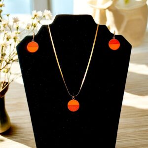 parure bo + collier orange fluo et orange irisé-