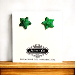 BO ESTRELLAS MINI- en cuir vert gazon irisé profil-