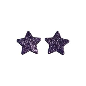Boucles d'oreilles -ESTRELLAS MAXI- CUIR violet foncé métallisé-