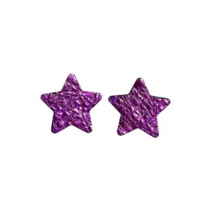 Boucles d'oreilles -ESTRELLAS MAXI- CUIR violet métallisé -