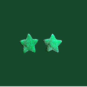 Boucles d'oreilles -ESTRELLAS MINI- CUIR vert gazon irisrisé 2-
