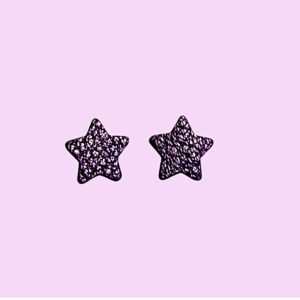 Boucles d'oreilles -ESTRELLAS MINI- CUIR violet foncé métallisé 1-