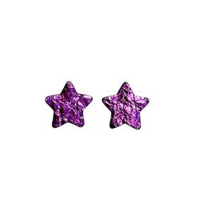 Boucles d'oreilles -ESTRELLAS MINI- CUIR violet froissé métallisé 2-
