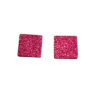 Boucles d'oreilles -KARREZ- CUIR rose bonbon irisé--2