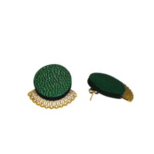 Boucles d’oreilles puces en cuir -MADRID- Vert empire irisé