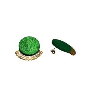 Boucles d’oreilles puces en cuir -MADRID- Vert gazon irisé