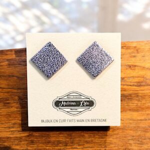 Boucles d&rsquo;oreilles en cuir – KARREZ- Lavande irisé