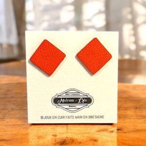 Boucles d&rsquo;oreilles en cuir – KARREZ- Orange