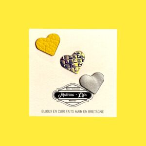 Trio de pin-s en cuir - modèle VERONE MINI-jaune verni argenté