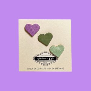 Trio de pin-s en cuir - modèle VERONE MINI-vert amande vert d-eau lilas