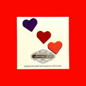 Trio de pin-s en cuir - modèle VERONE MINI-violet rouge